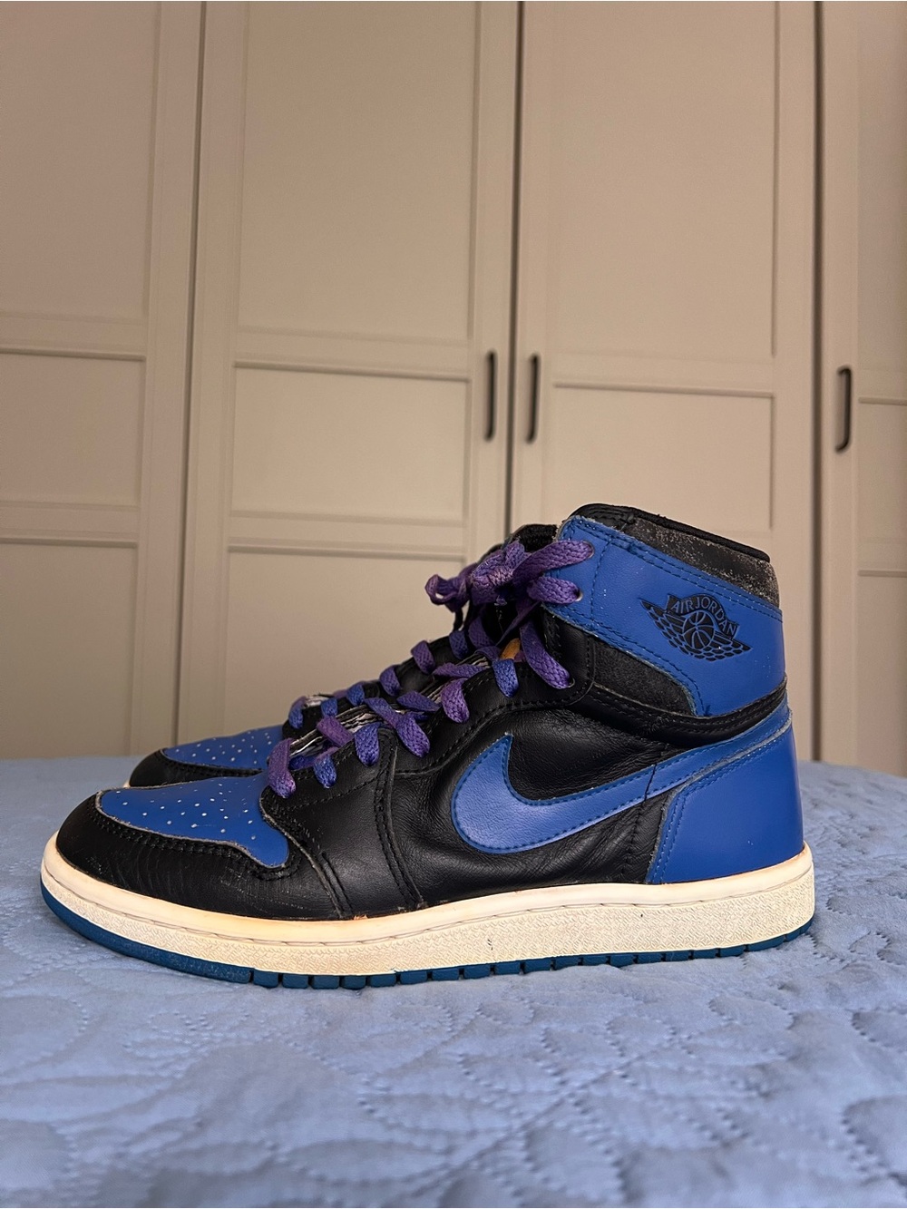 Vintage 1985 Nike Air Jordan 1 Royal Blue Black Size 8.5 Rare Size Wearable